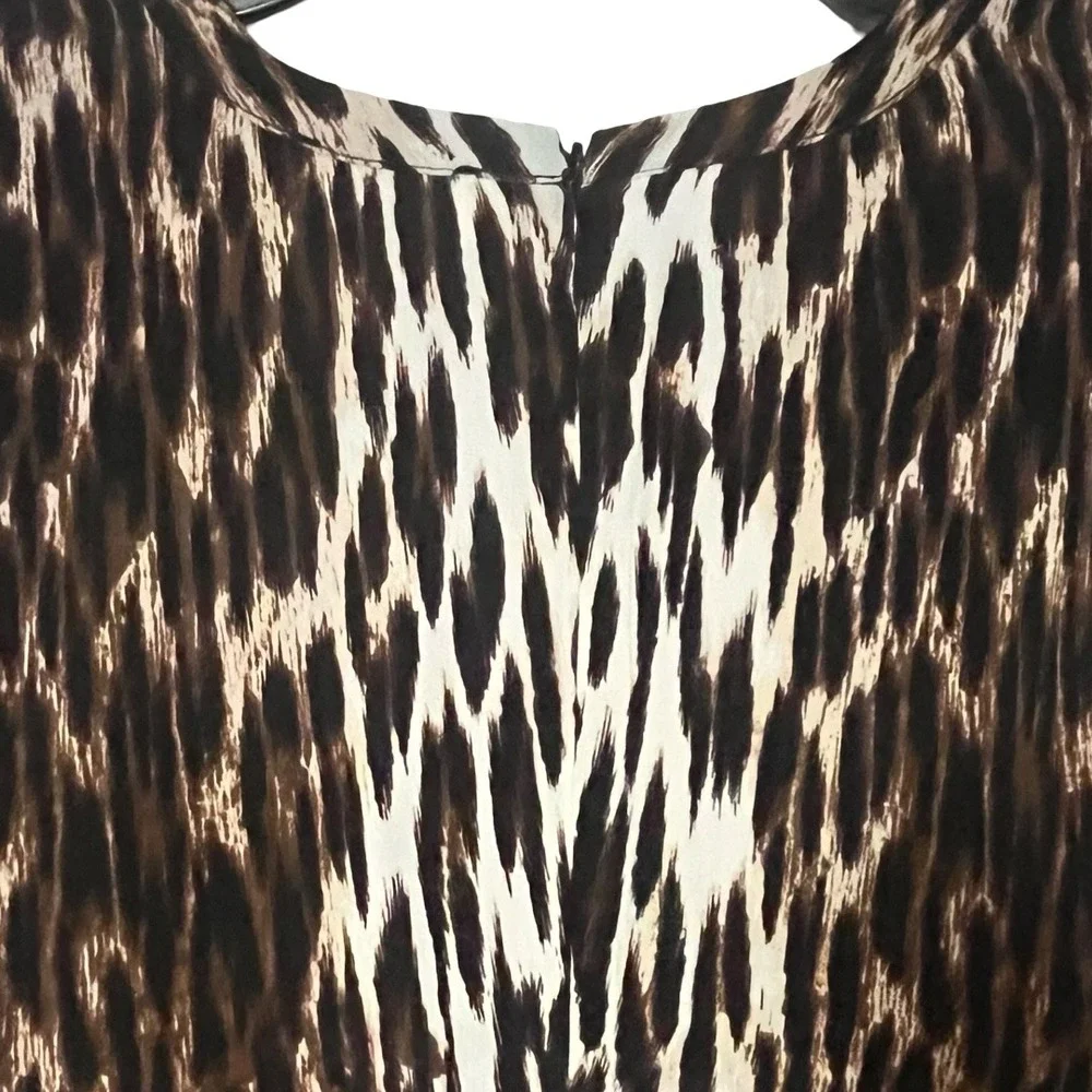 L AGENCE Cipriana Asymmetrical Faux Wrap Dress Leopard‎ Print 100% Silk Size 8